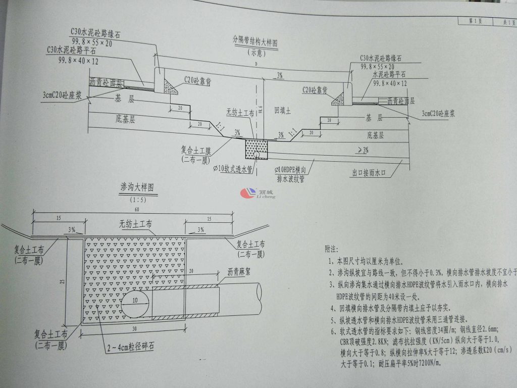 矩形排水沟盖板模具分隔带结构平面设计图